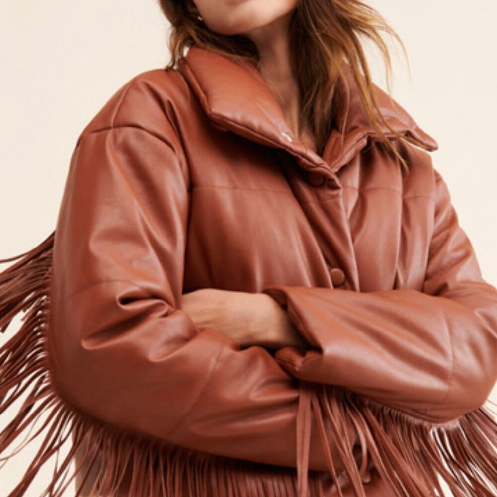 Blank NYC Vegan Leather Fringe Jacket, NWOT, Size 2X - Picture 3 of 5